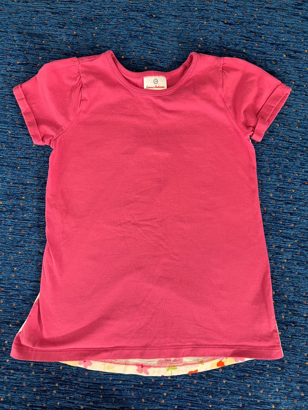 Hanna Andersson size 8 Mauve Short Sleeve Tee with floral and bee print on back
